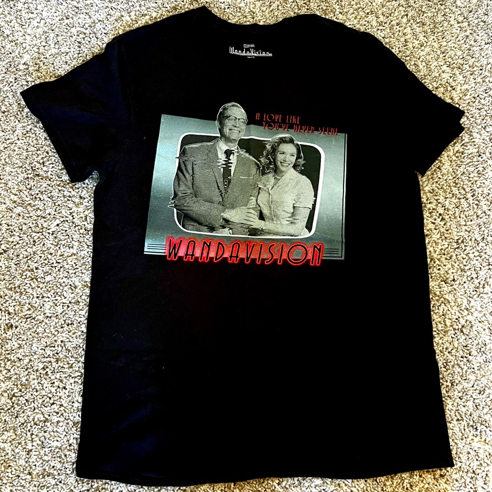 WandaVision t-shirt from Hot Topic: Dark charcoal grey. Size medium.